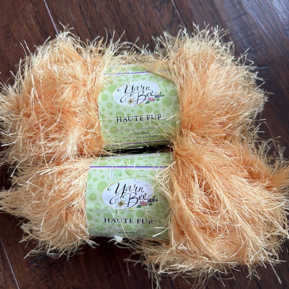 Yarn Bee Haute Fur Golden Lash Eyelash Yarn Yellow 3.5oz 91 Yards